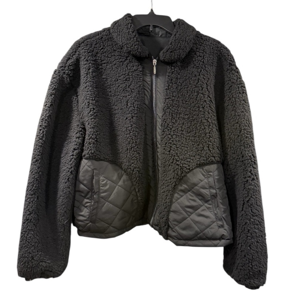 NWT! Onque Casual Black Sherpa Fleece Jacket – XL